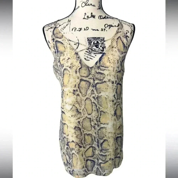 DAVI & DANI SNAKE PRINT CAMISOLE BLOUSE SLEEVELESS TAN ANS BLACK  SIZE LARGE NWT - Picture 7 of 7